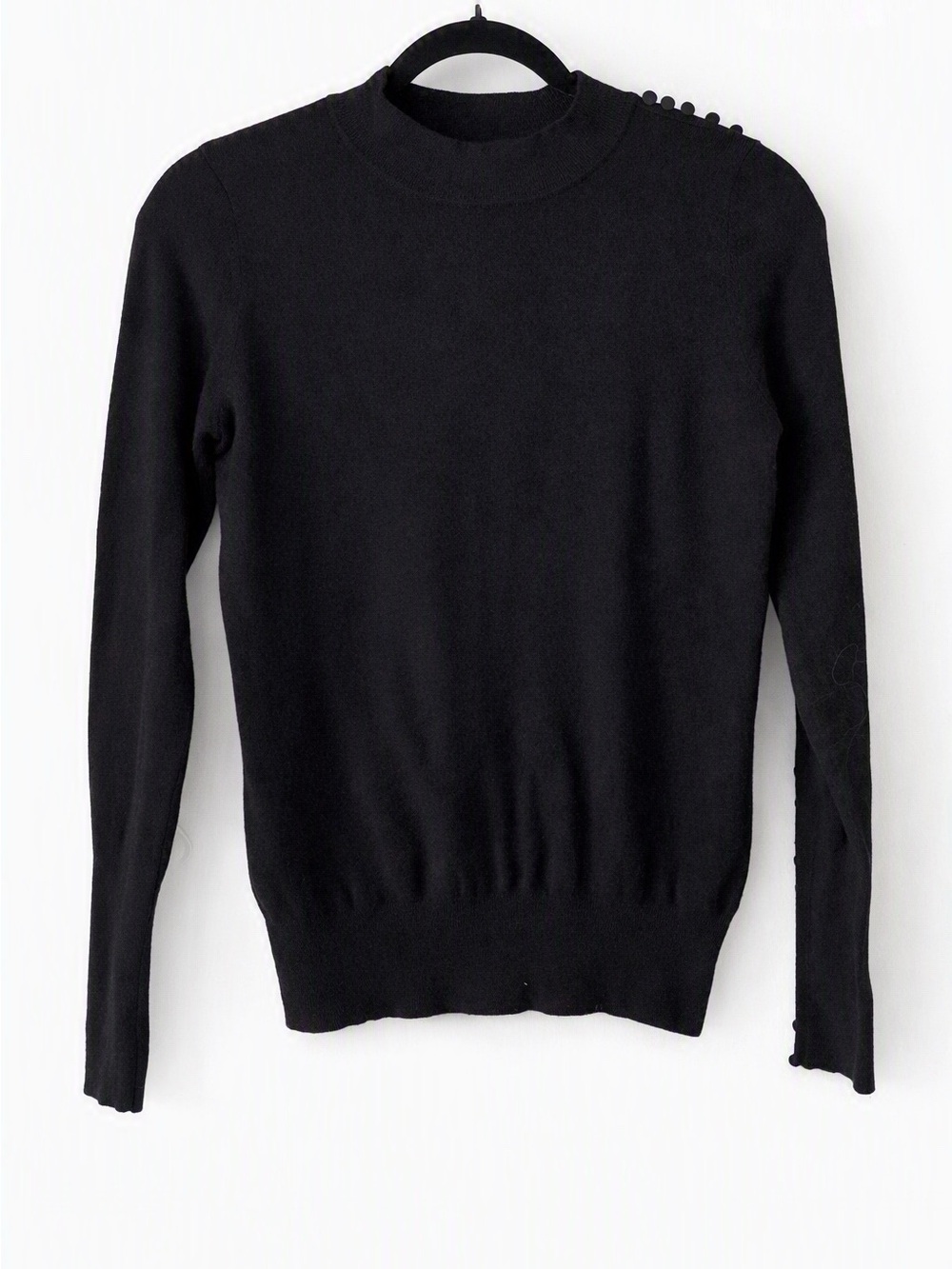 MINT VELVET UK Black Button-Shoulder Mock Turtleneck Sweater Size 4